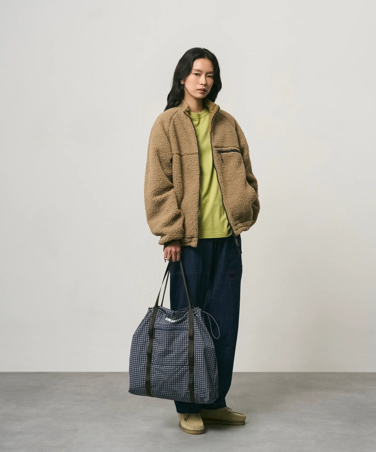 Gramicci Utility Tote Bag Navy Check