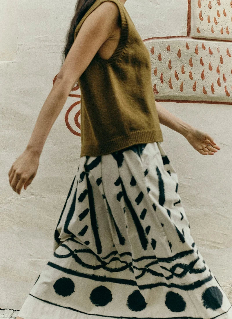 Toast High V Neck Wool Tank Brass