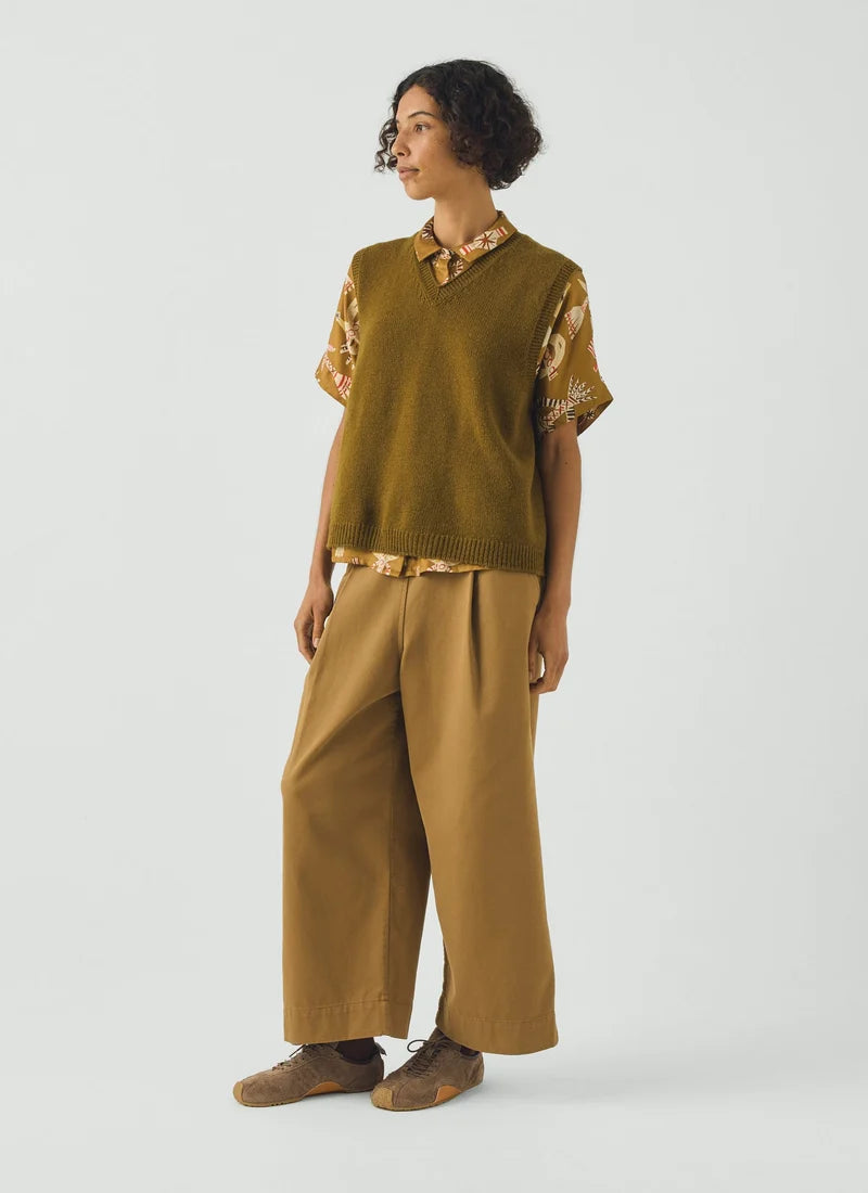 Toast High V Neck Wool Tank Brass
