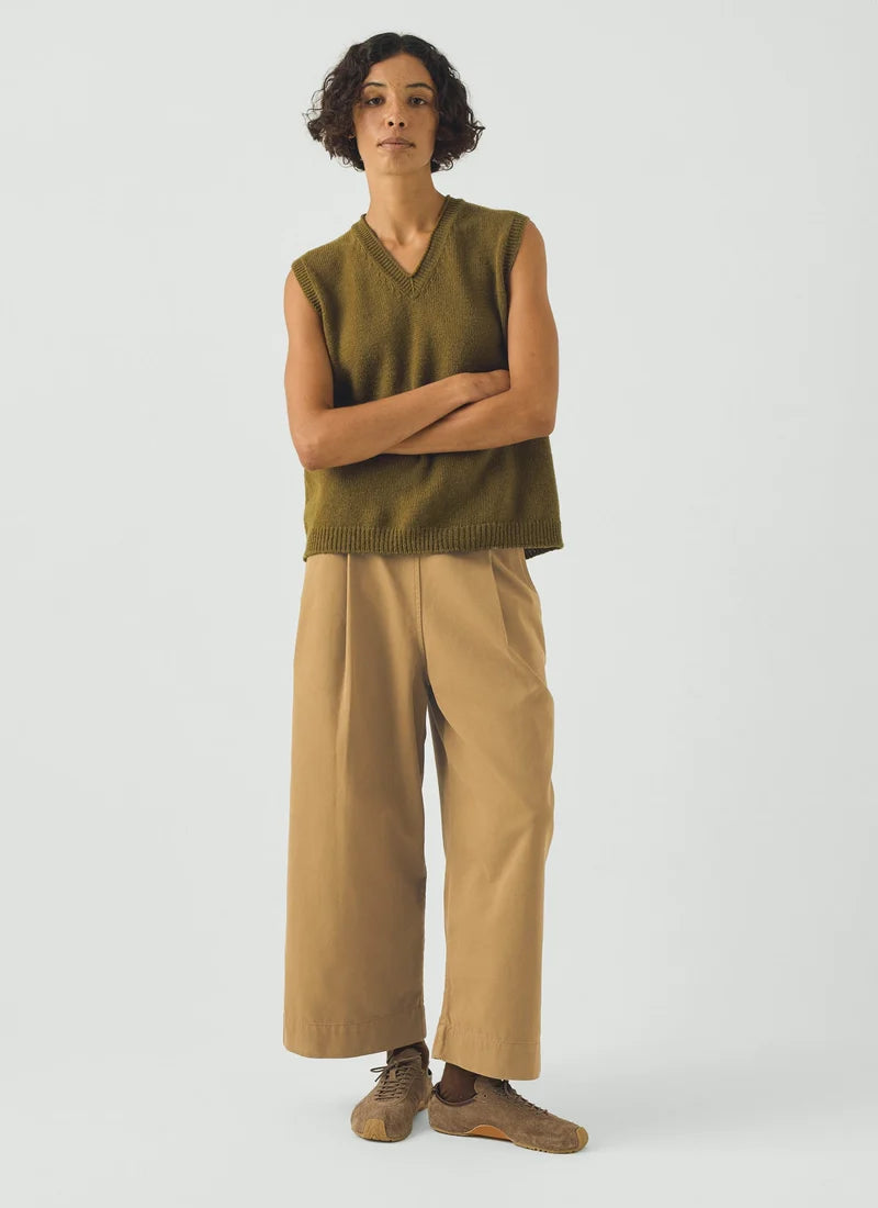 Toast High V Neck Wool Tank Brass