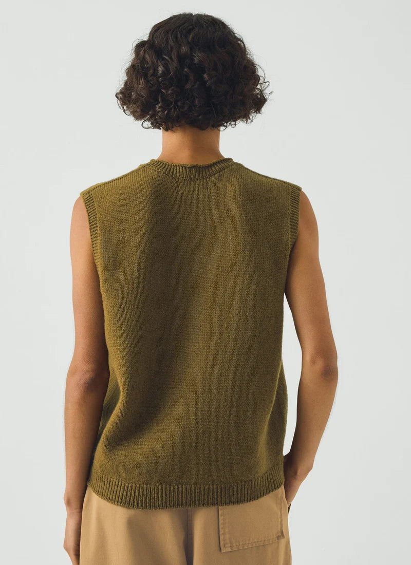 Toast High V Neck Wool Tank Brass