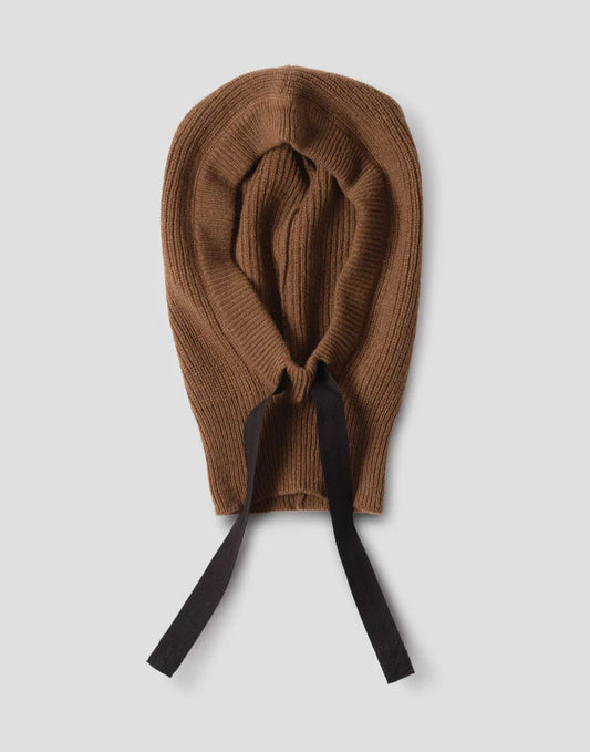 MHL. Knitted Hood Lambswool Conker