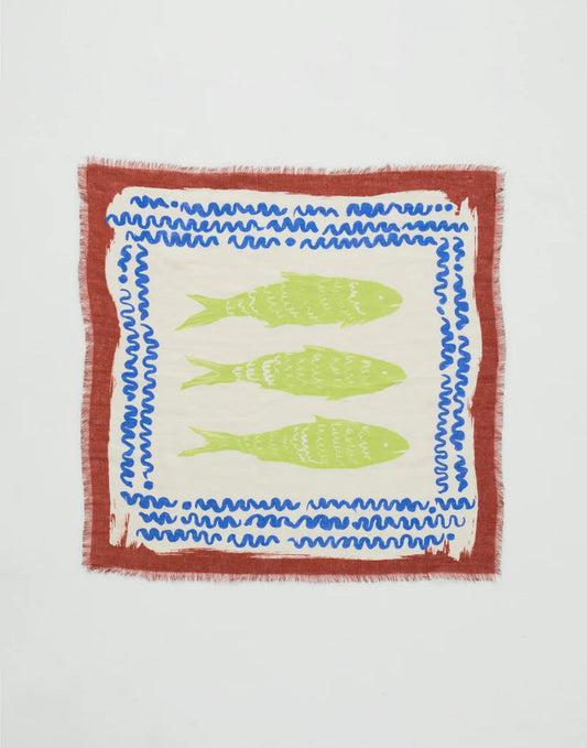 Toast Market Fish Linen Bandana Ecru