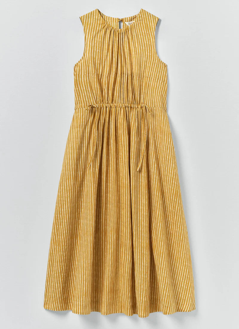 Toast Martha Natural Dye Stripe Cotton Dress Turmeric