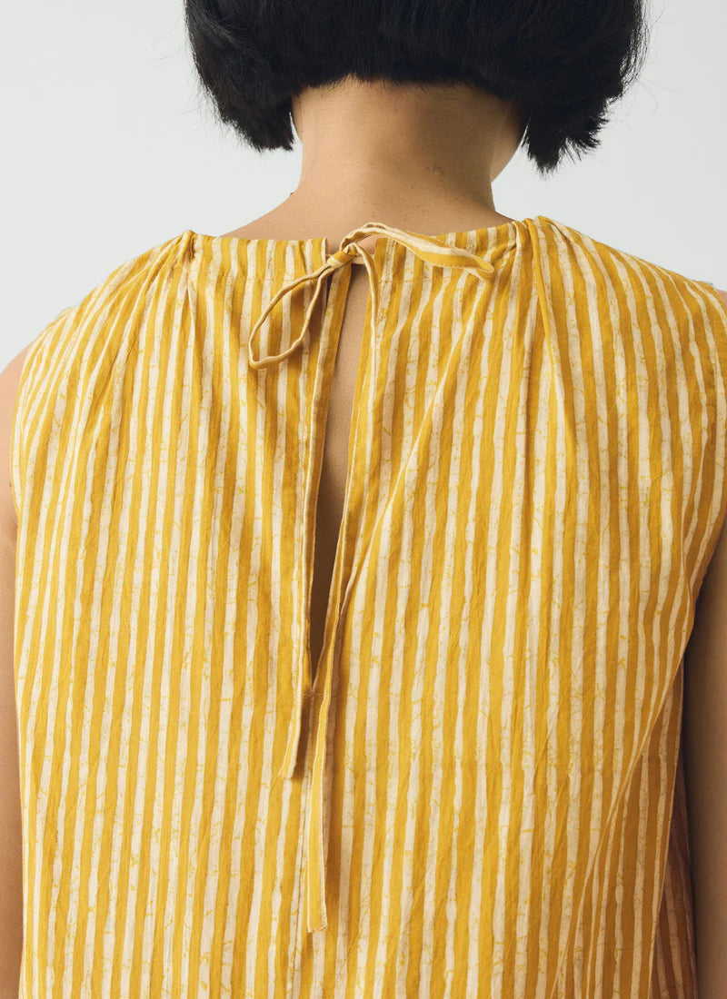 Toast Martha Natural Dye Stripe Cotton Dress Turmeric