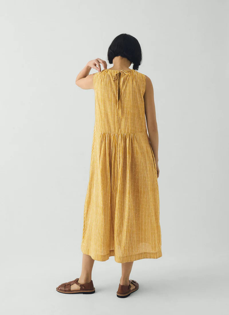 Toast Martha Natural Dye Stripe Cotton Dress Turmeric