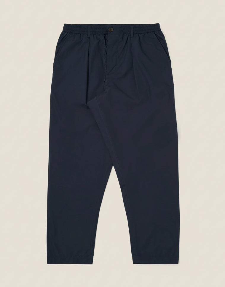 Universal Works Navy Recycled Polytech Pleated Track Pant