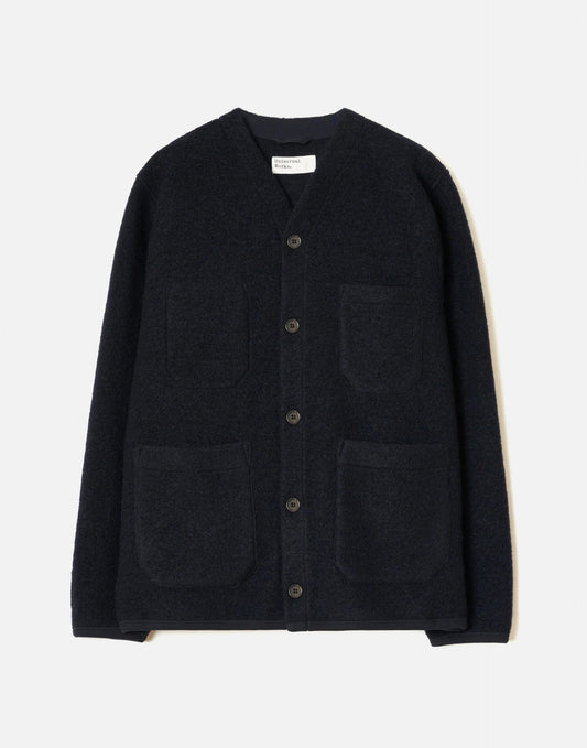 Universal Works Navy Wool Fleece Cardigan