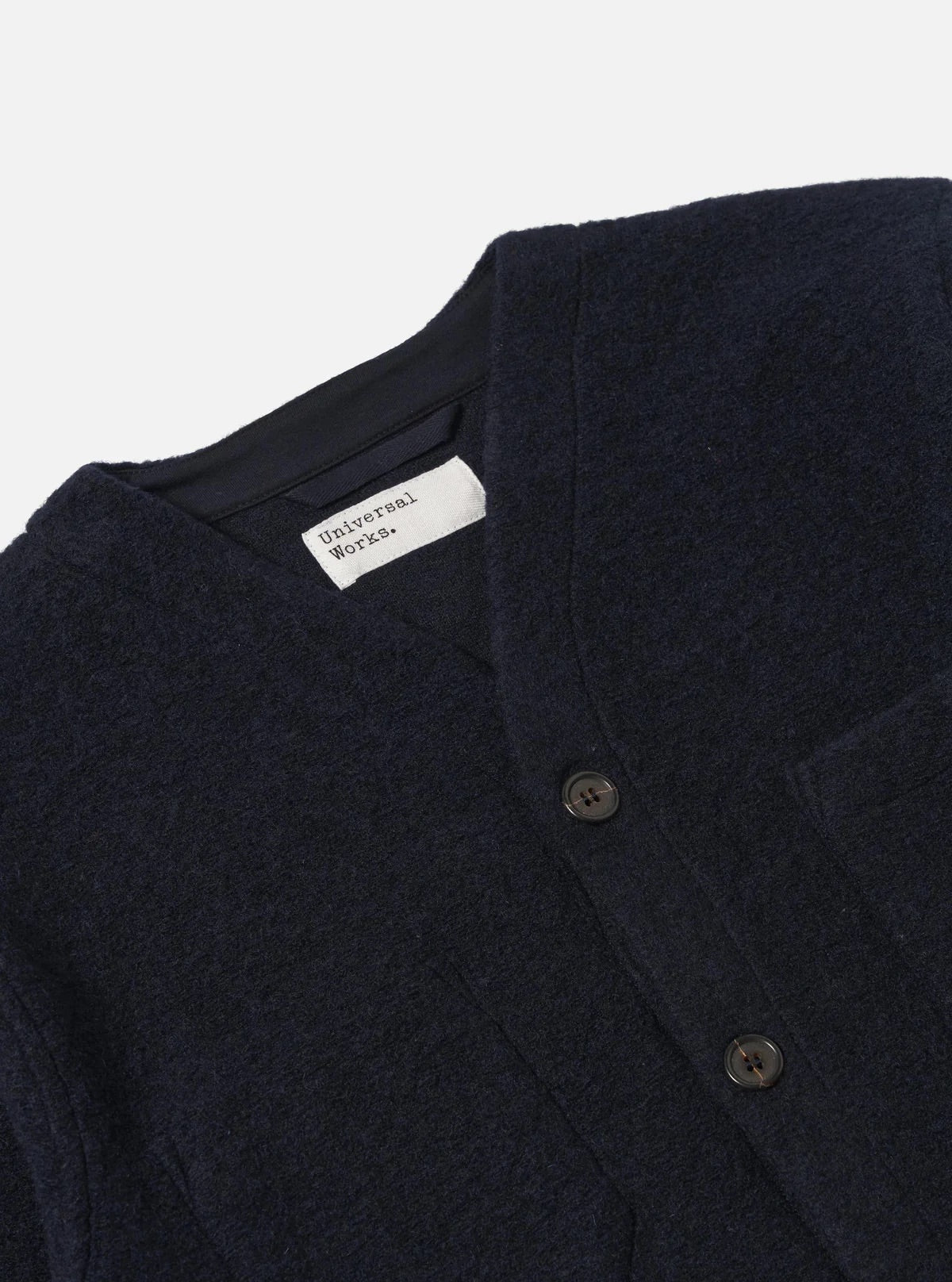 Universal Works Navy Wool Fleece Cardigan