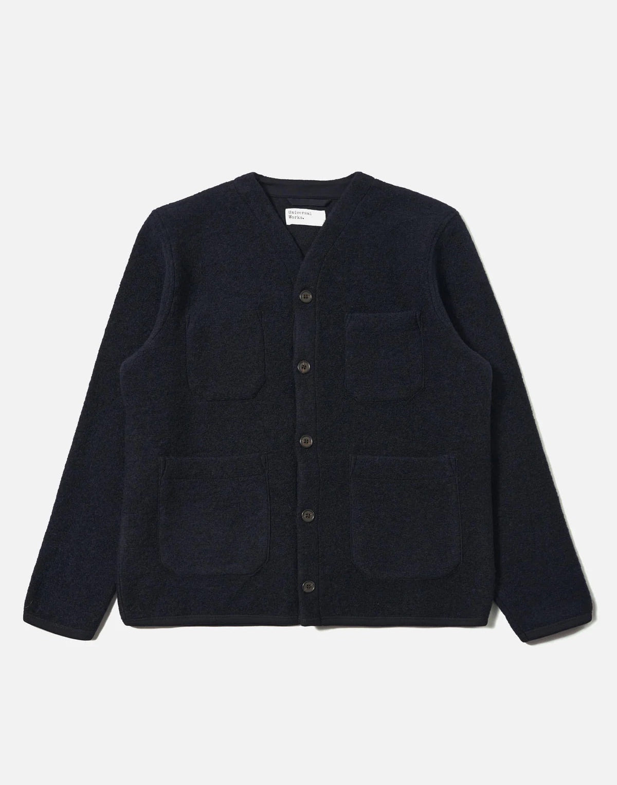 Universal Works Navy Wool Fleece Cardigan