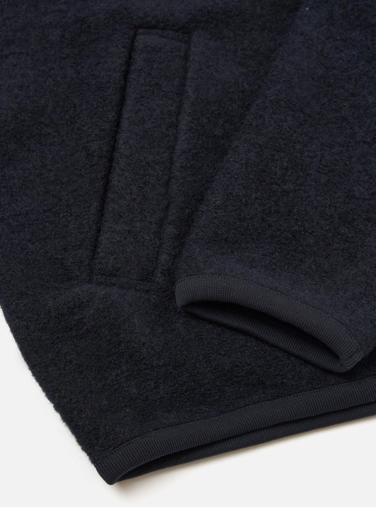 Universal Works Navy Wool Fleece Zip Bomber Jacket