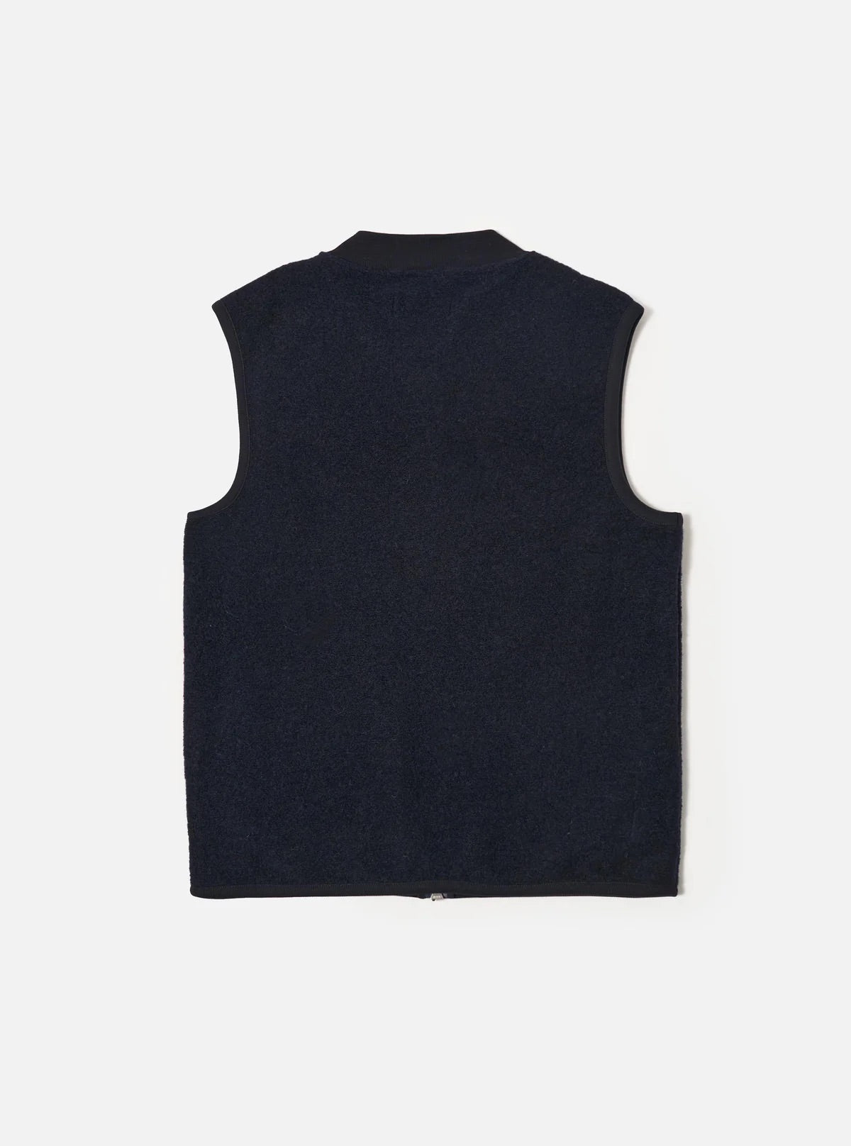 Universal Works Navy Wool Fleece Zip Waistcoat
