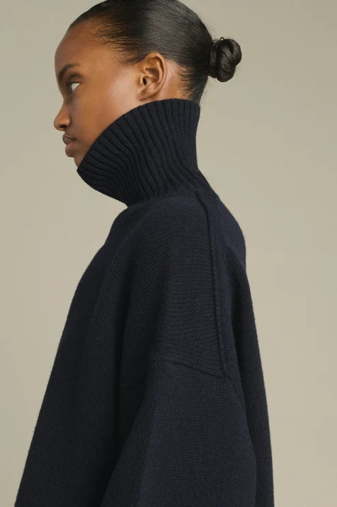 Soeur William Oversize Roll Collar Pull Navy
