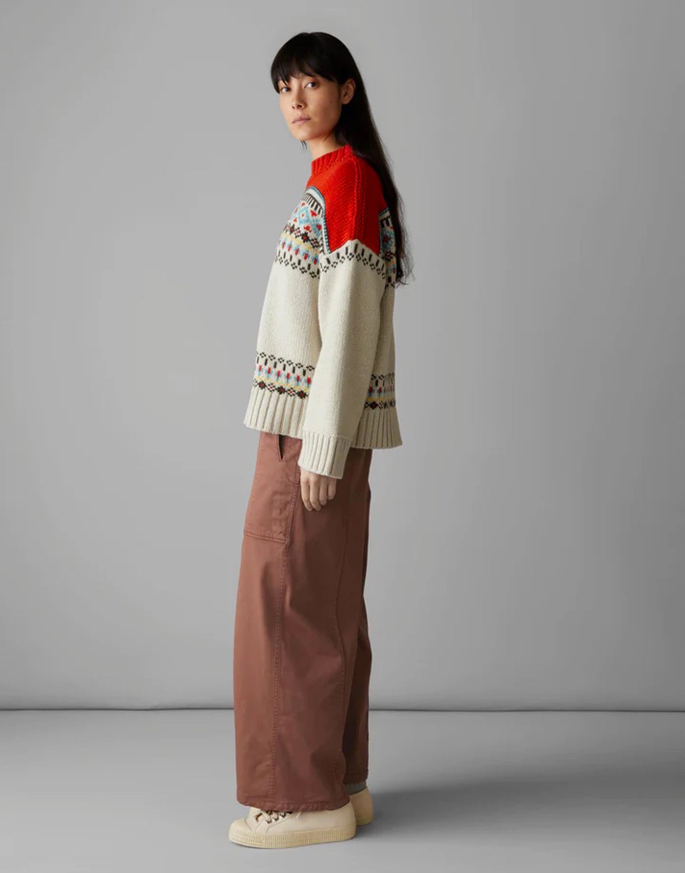 Toast Panelled Cotton Twill Trousers Dusty Pink