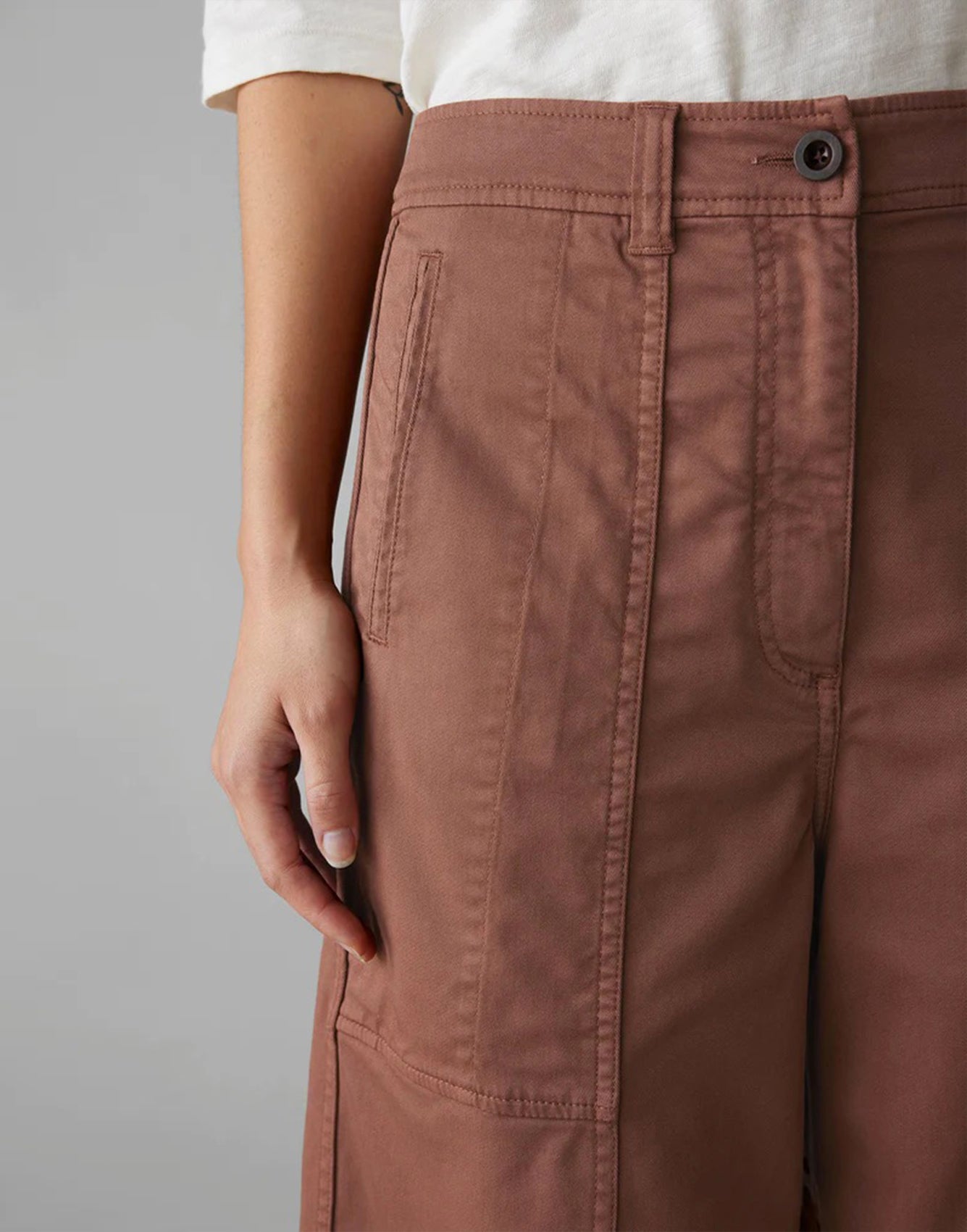 Toast Panelled Cotton Twill Trousers Dusty Pink