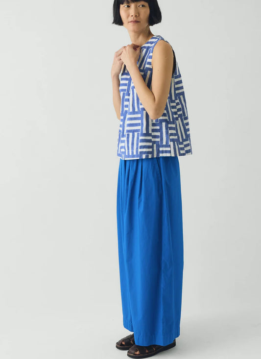 Toast Patchwork Stripe Block Print Top Deep Cornflower