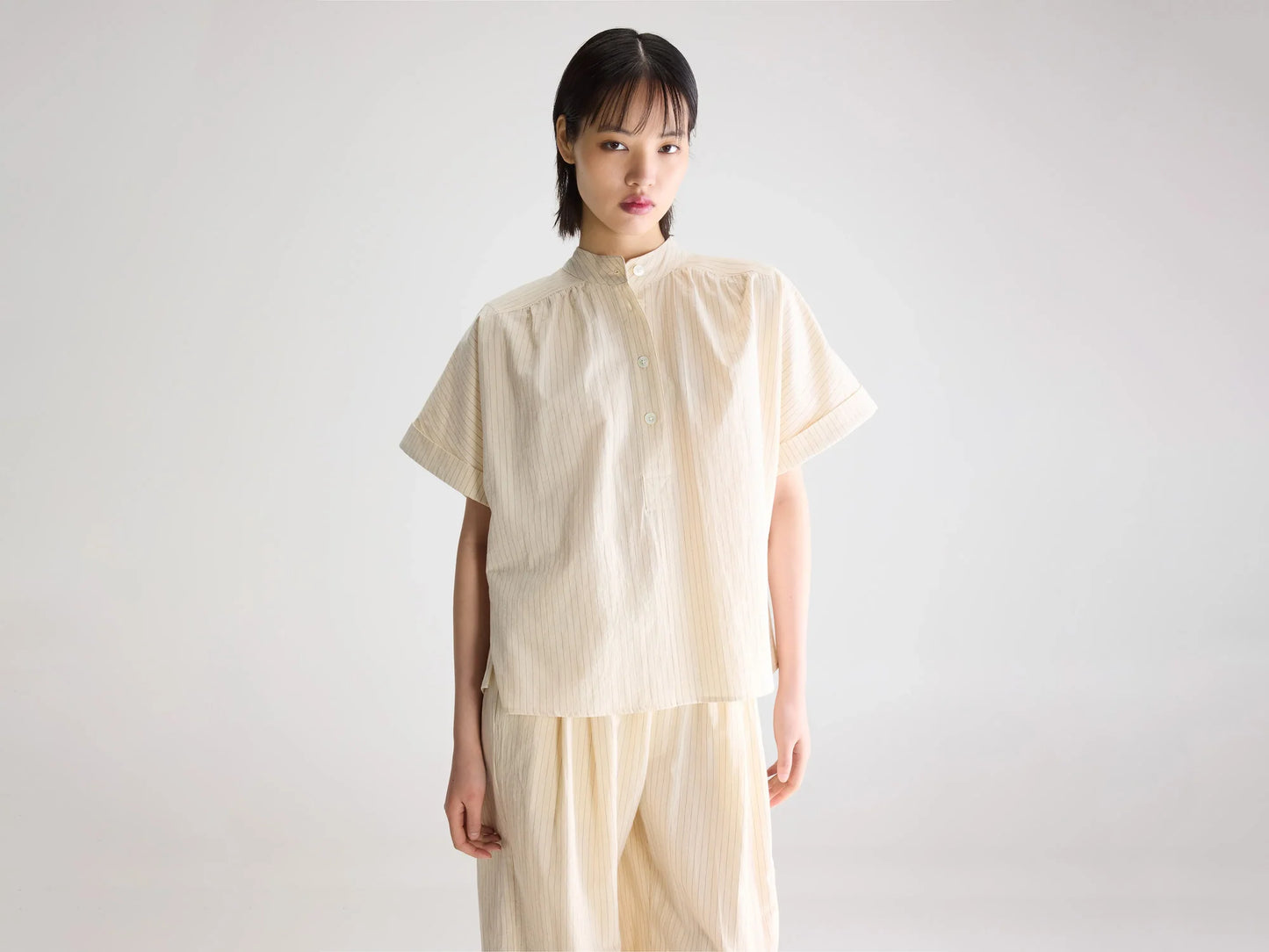 Bellerose Pear Short-sleeve Blouse Ecru-Storm