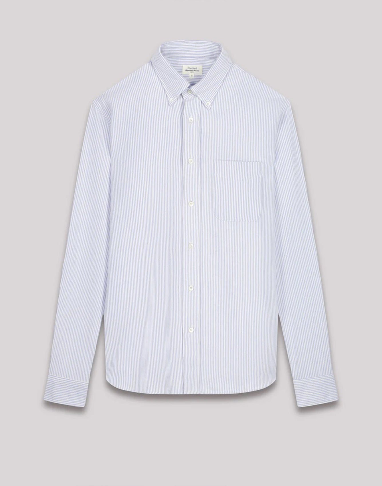 Hartford Pitt Striped Blue Oxford Shirt