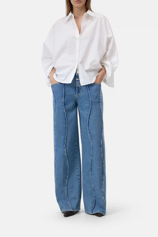 Closed Poplin Blouse With Embroideries White