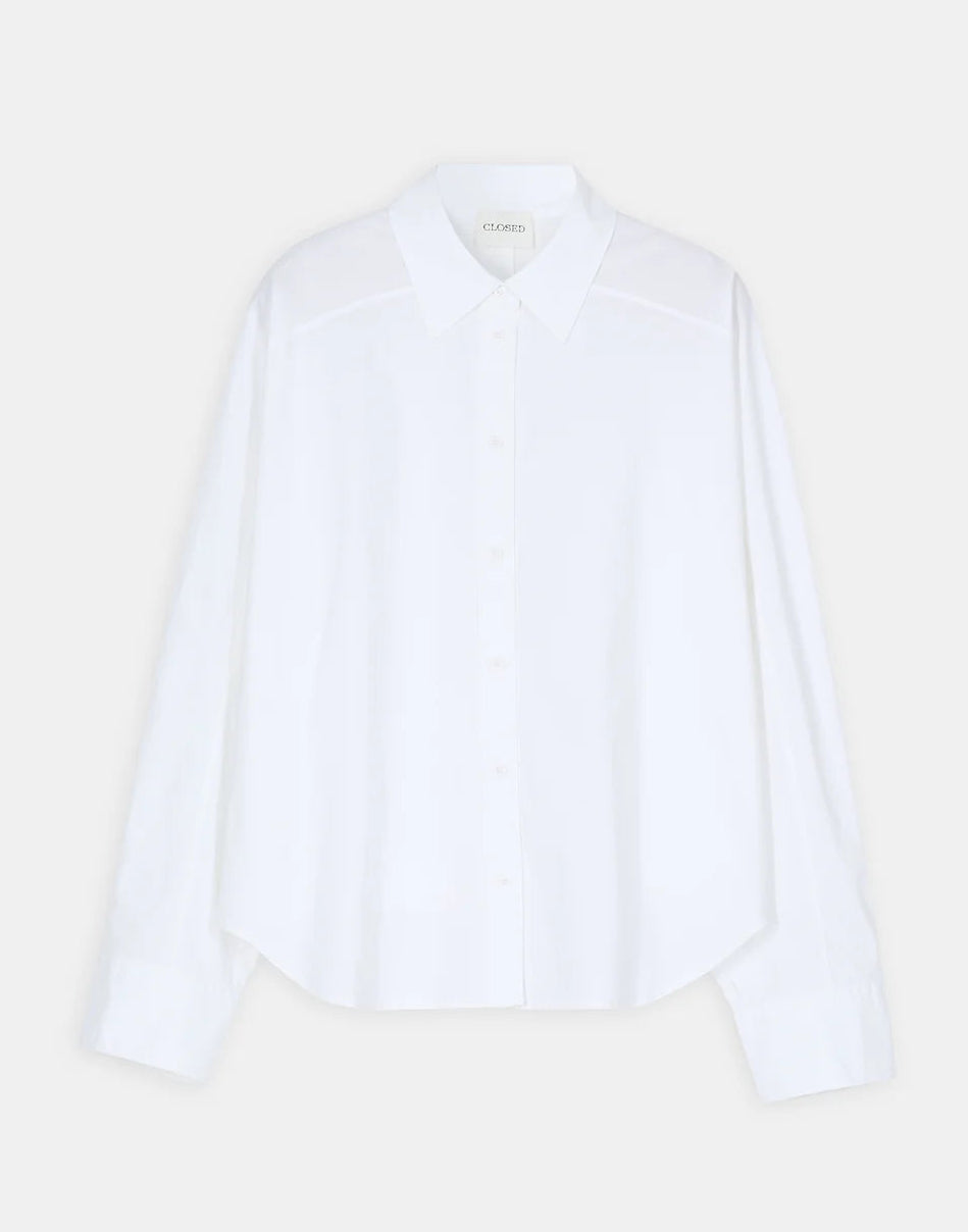 Closed Poplin Blouse With Embroideries White