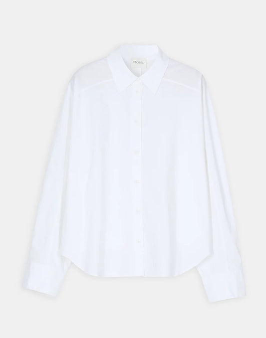 Closed Poplin Blouse With Embroideries White