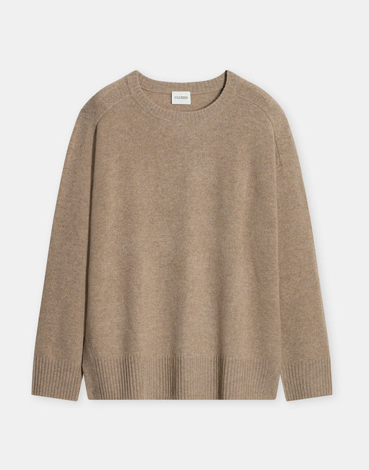 Closed Pure Wool Crewneck Knit Hazel Beige