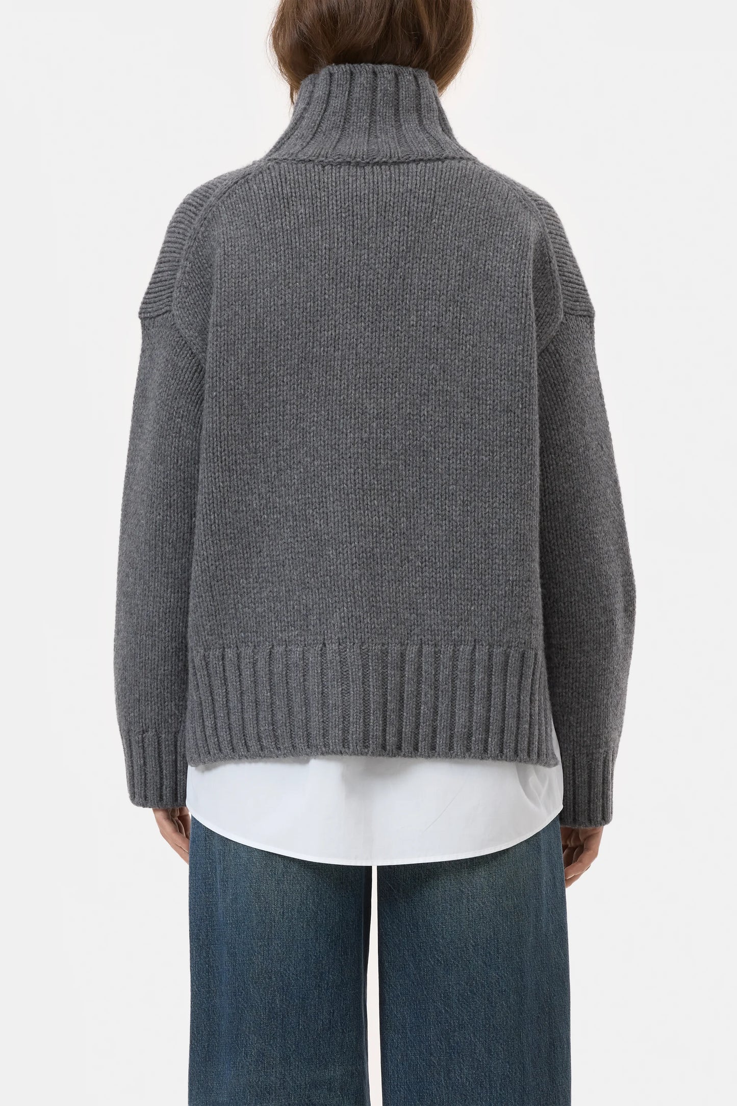 Closed Pure Wool Roll Neck Pullover Dark Grey Melange