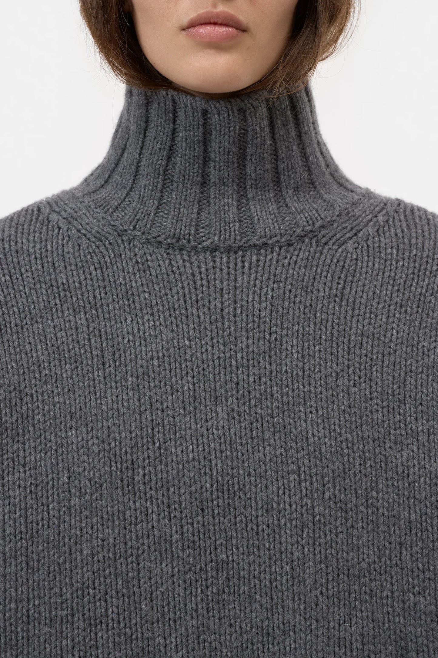 Closed Pure Wool Roll Neck Pullover Dark Grey Melange