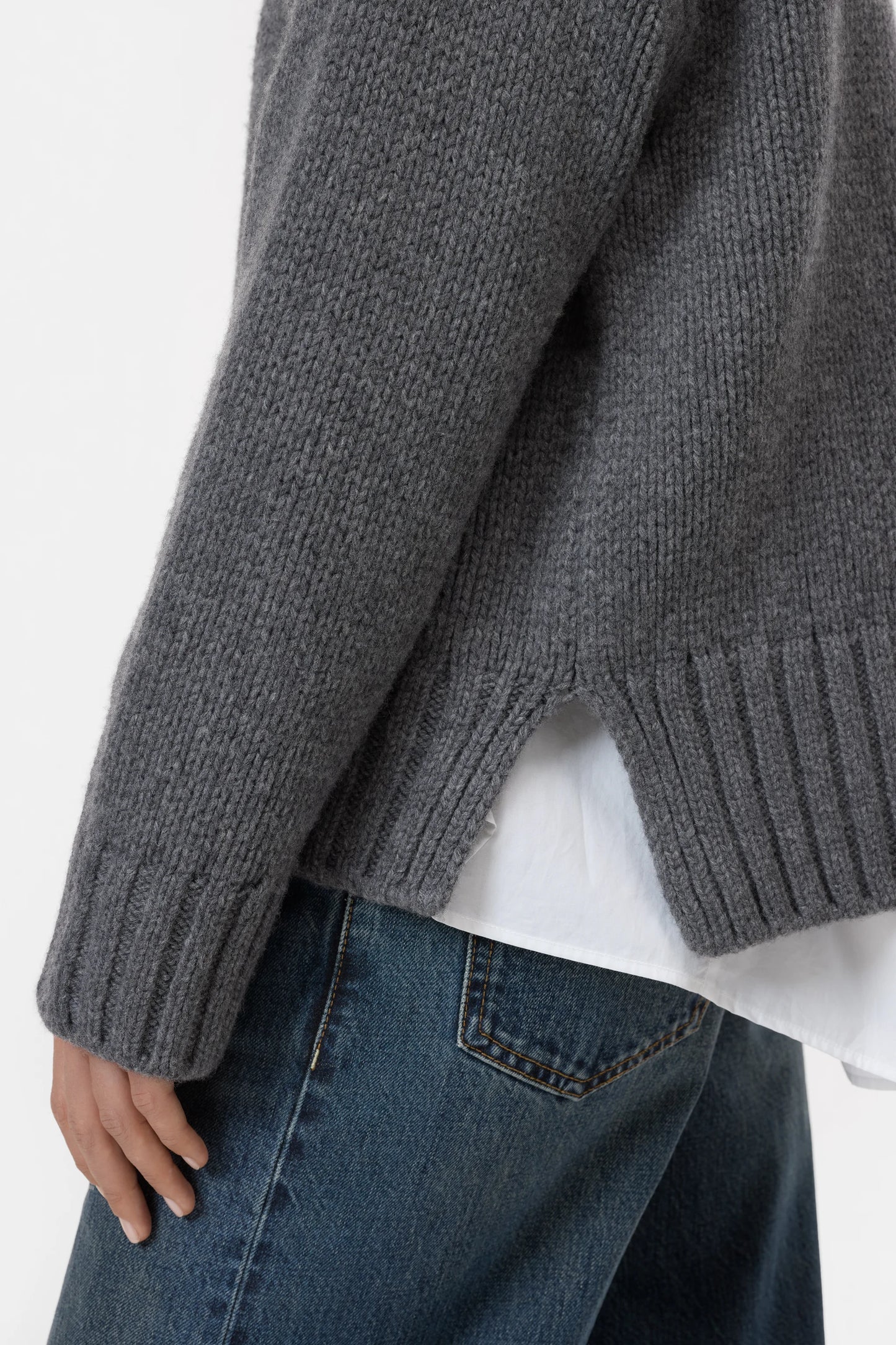 Closed Pure Wool Roll Neck Pullover Dark Grey Melange