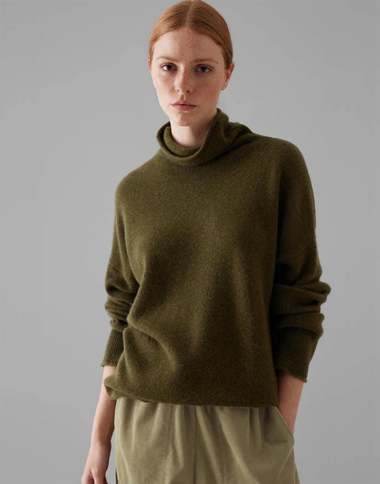 Toast Roll Neck Wool Cashmere Sweater Olive