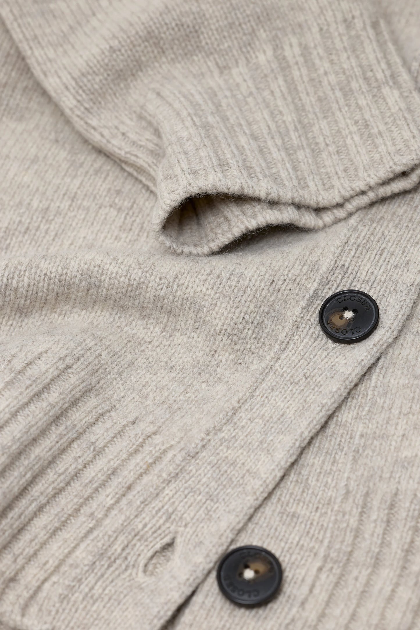 Closed Rollneck Merino Cardigan Silt Grey