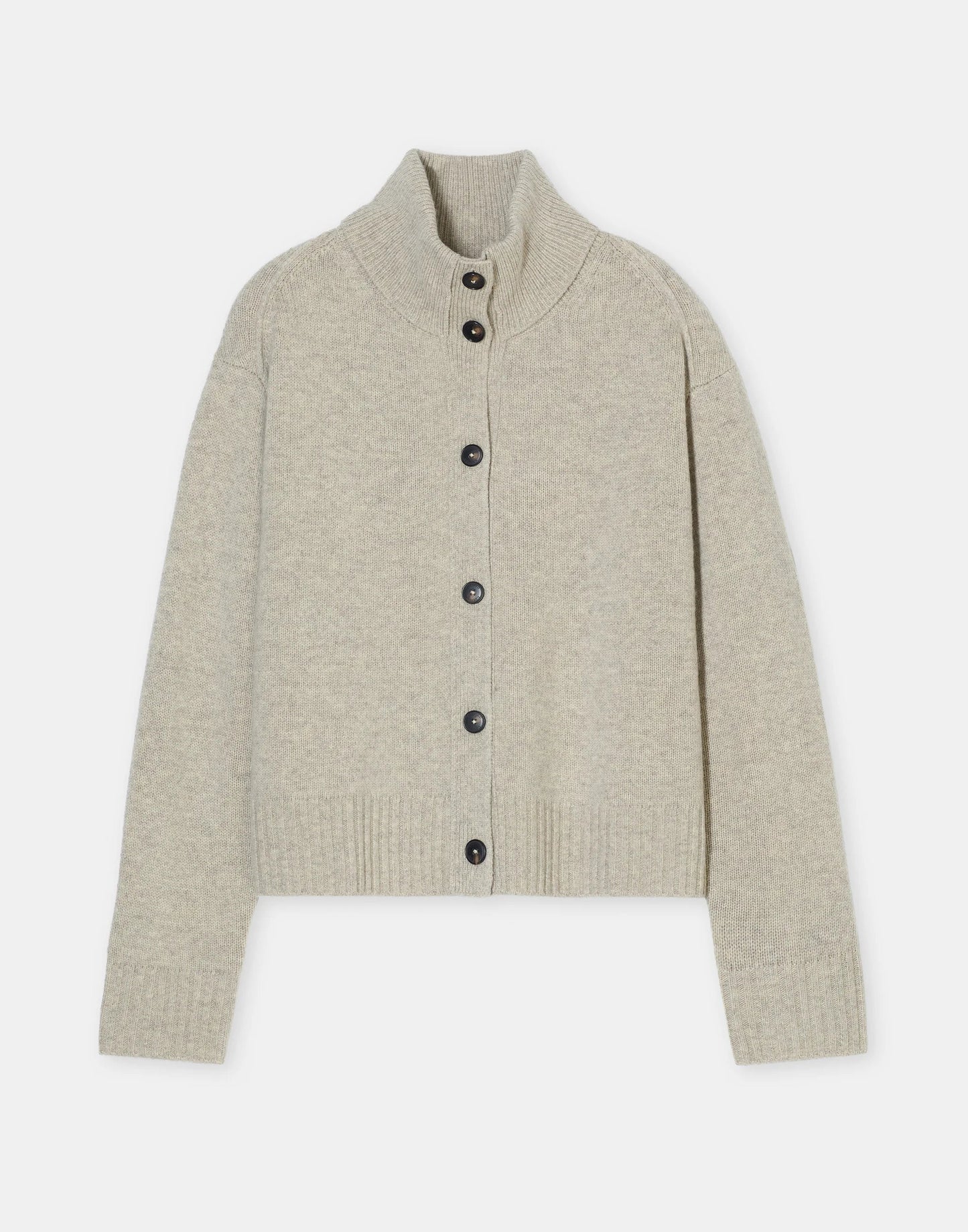 Closed Rollneck Merino Cardigan Silt Grey