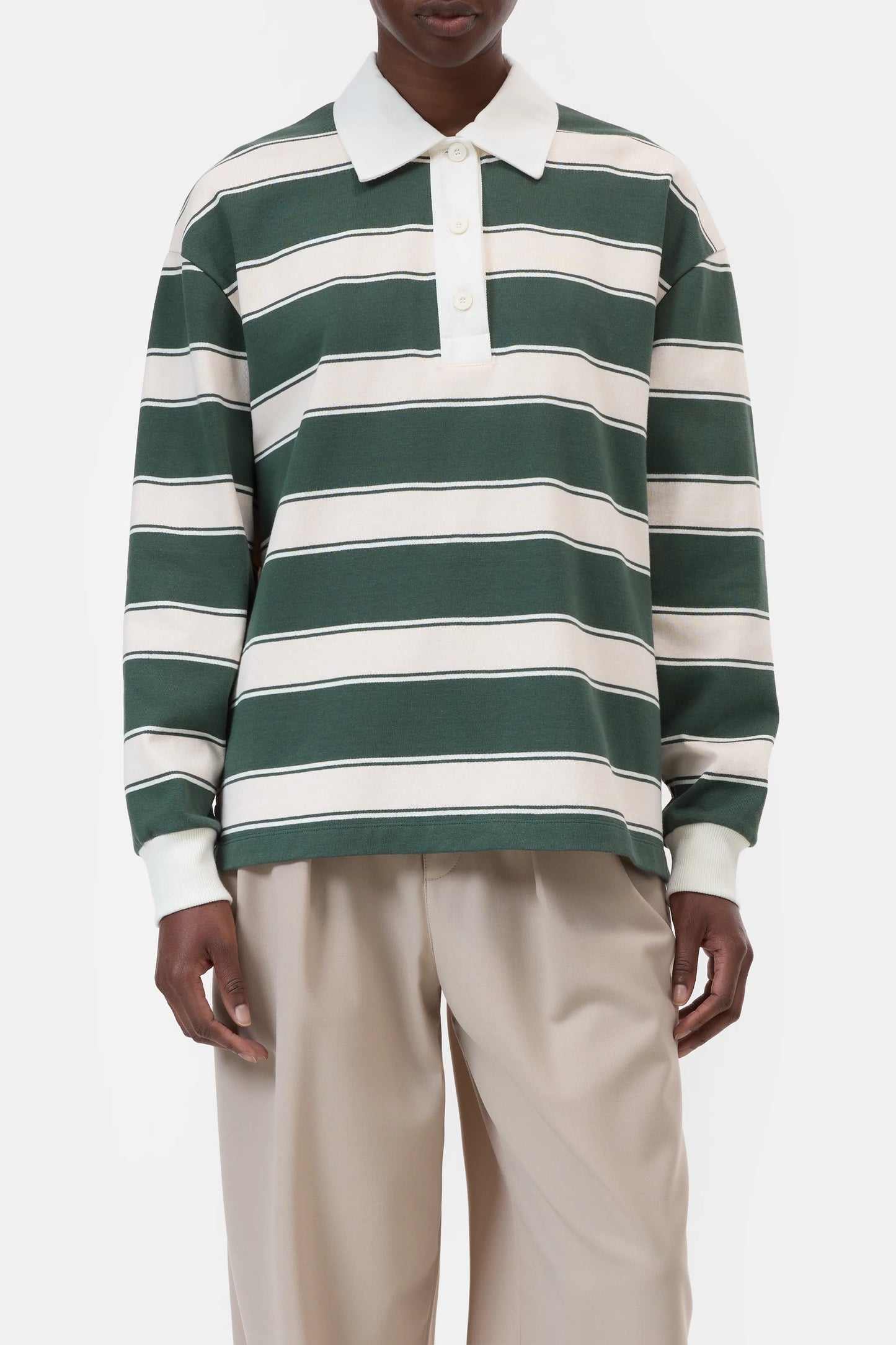Closed Striped Rugby Shirt Royal Green