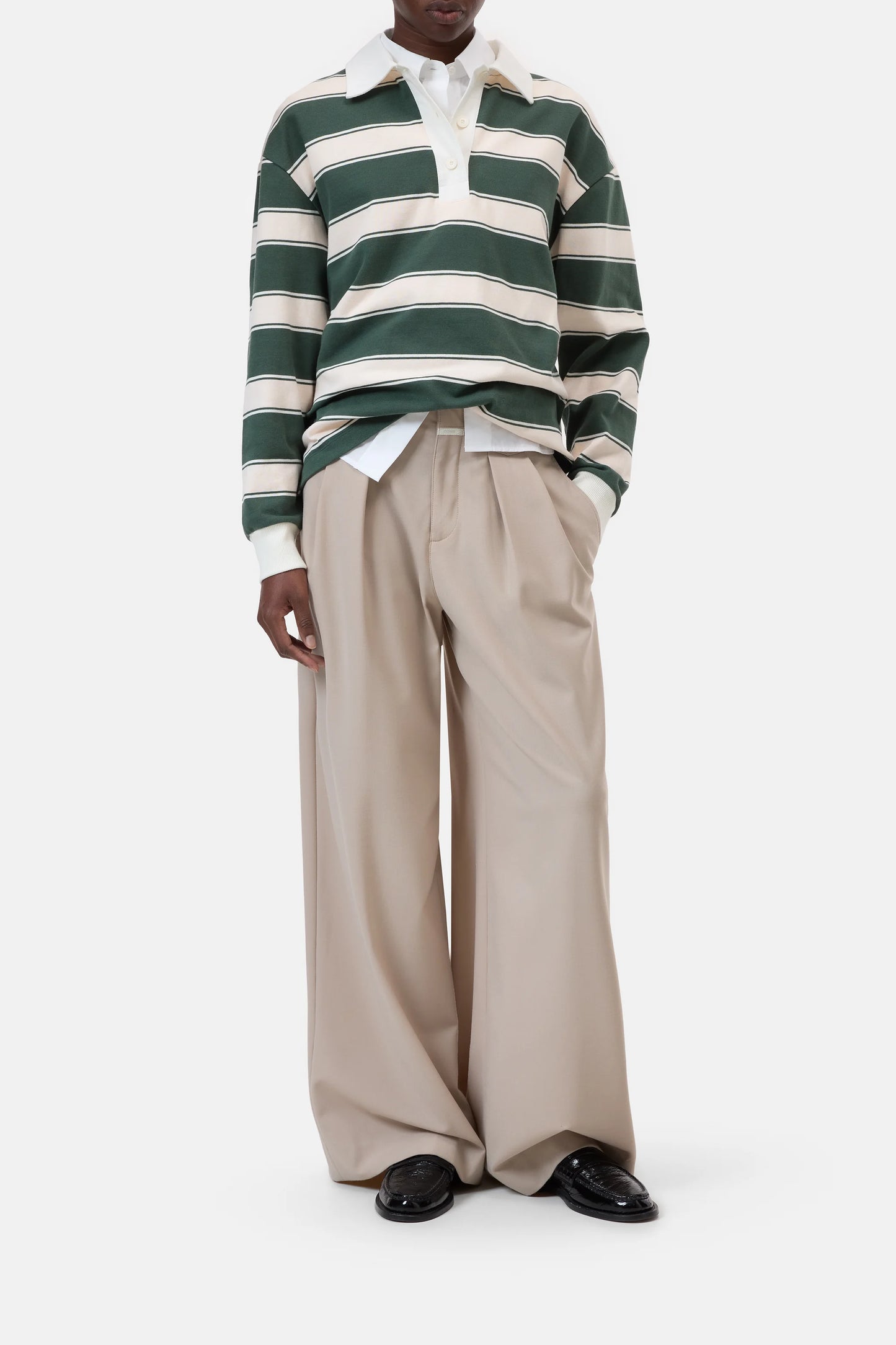 Closed Striped Rugby Shirt Royal Green