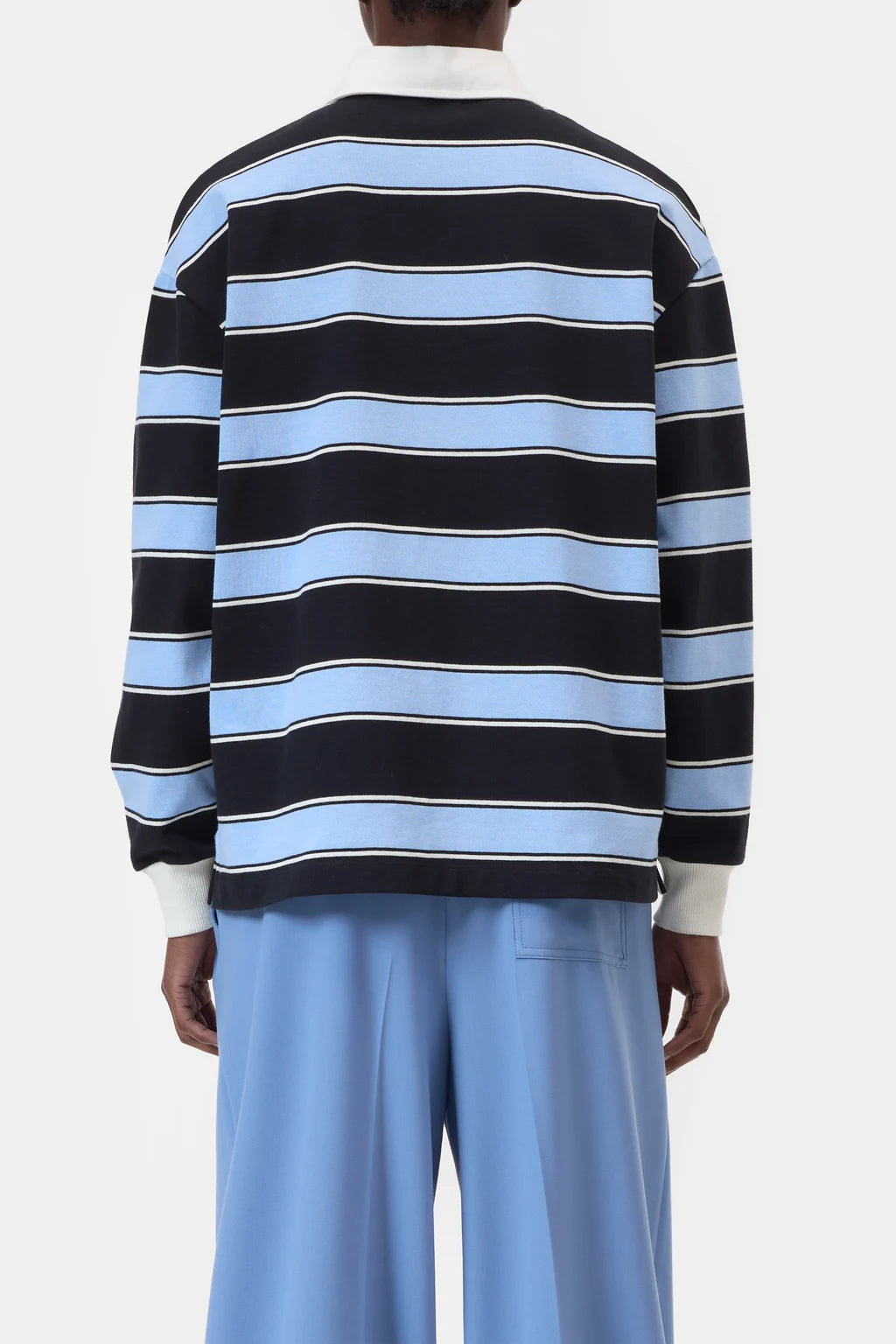 Closed Striped Rugby Shirt Sky Blue