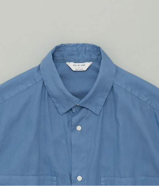 Still By Hand Loose Double Pocket Shirt Sky Blue