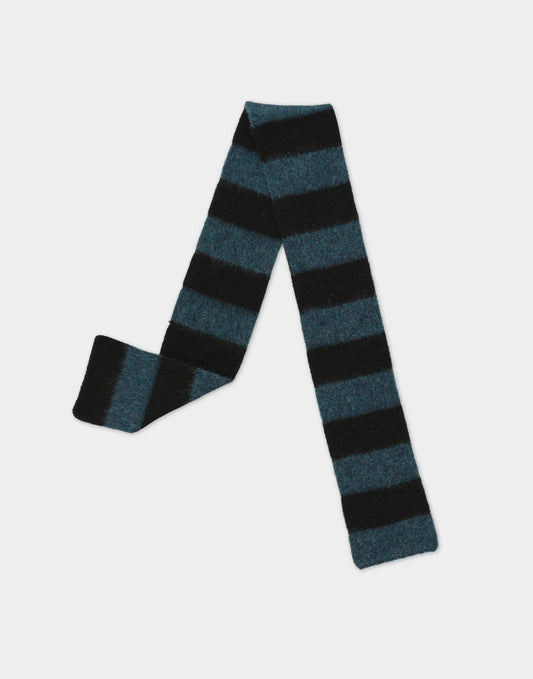 Jo Gordon Small Brushed Stripe Scarf Black&Lugano