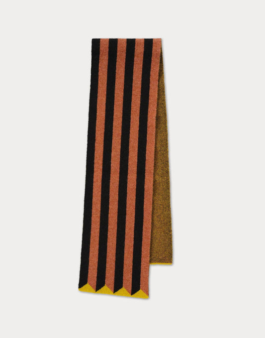 Jo Gordon Small Vertical Stripe Scarf Black&Iron Oxide