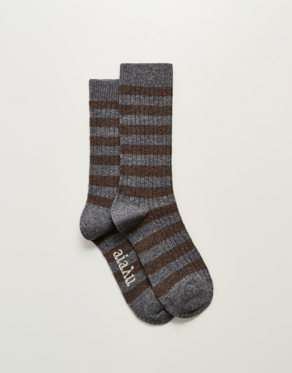 Aiayu Striped Cashmere Sock Mix Grey
