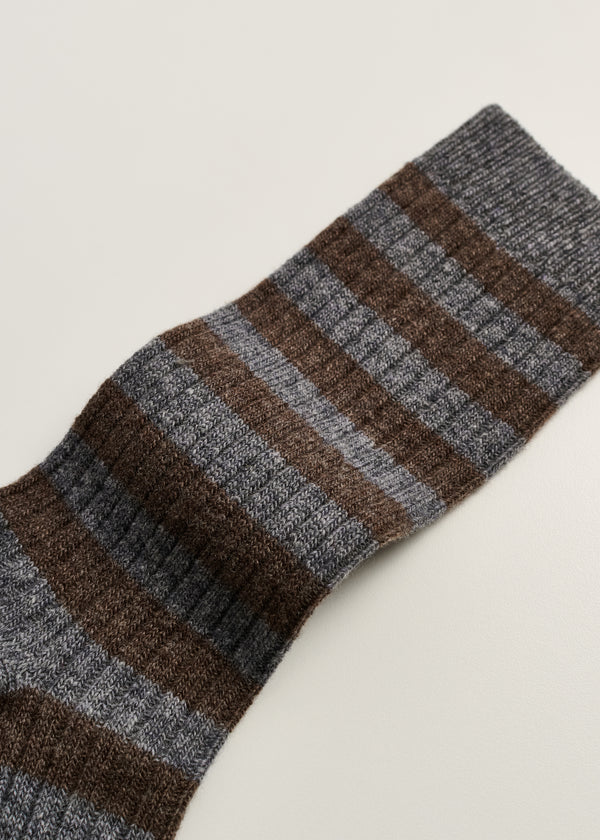 Aiayu Striped Cashmere Sock Mix Grey