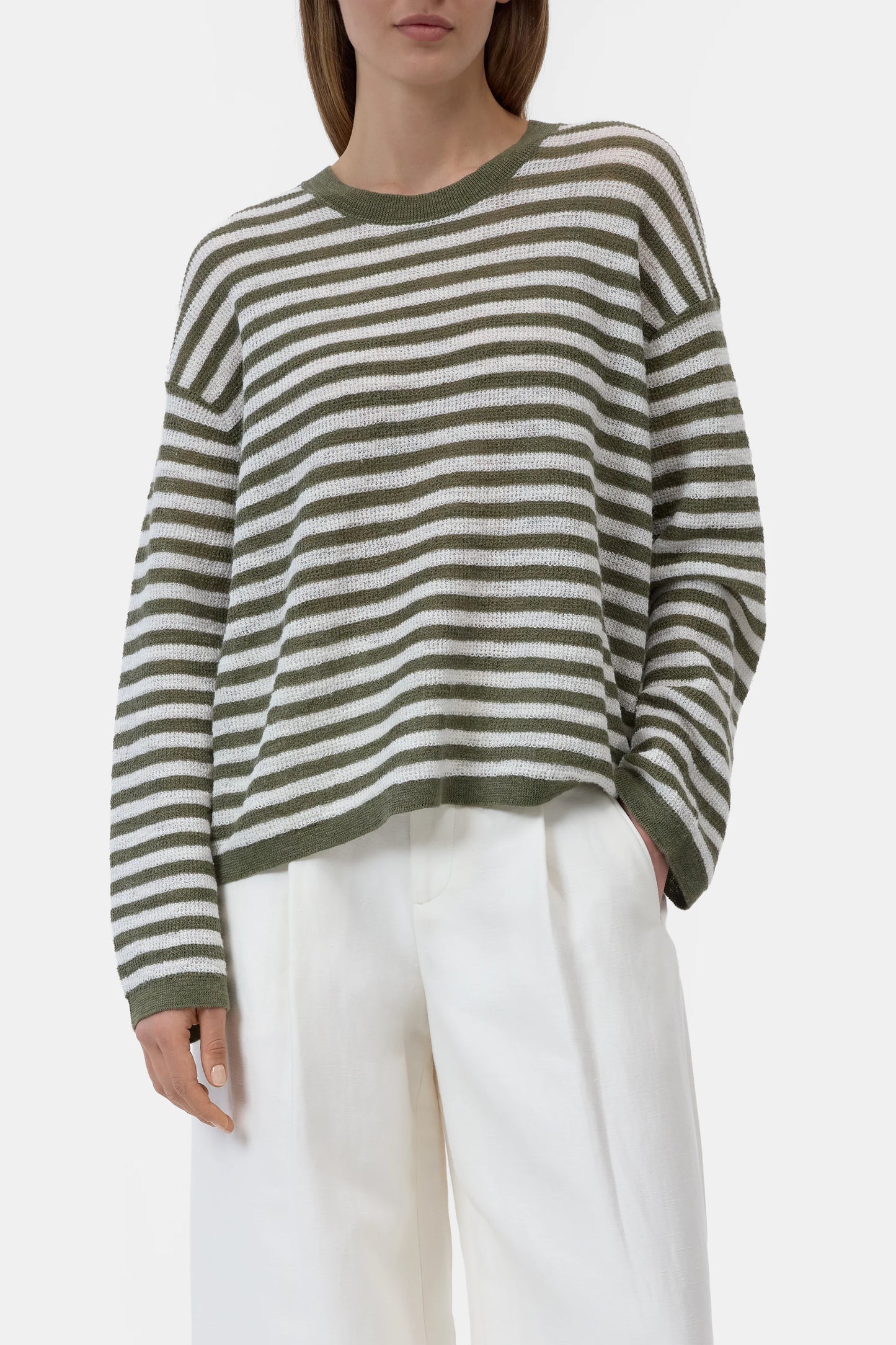 Closed Striped Jumper Hunter Green