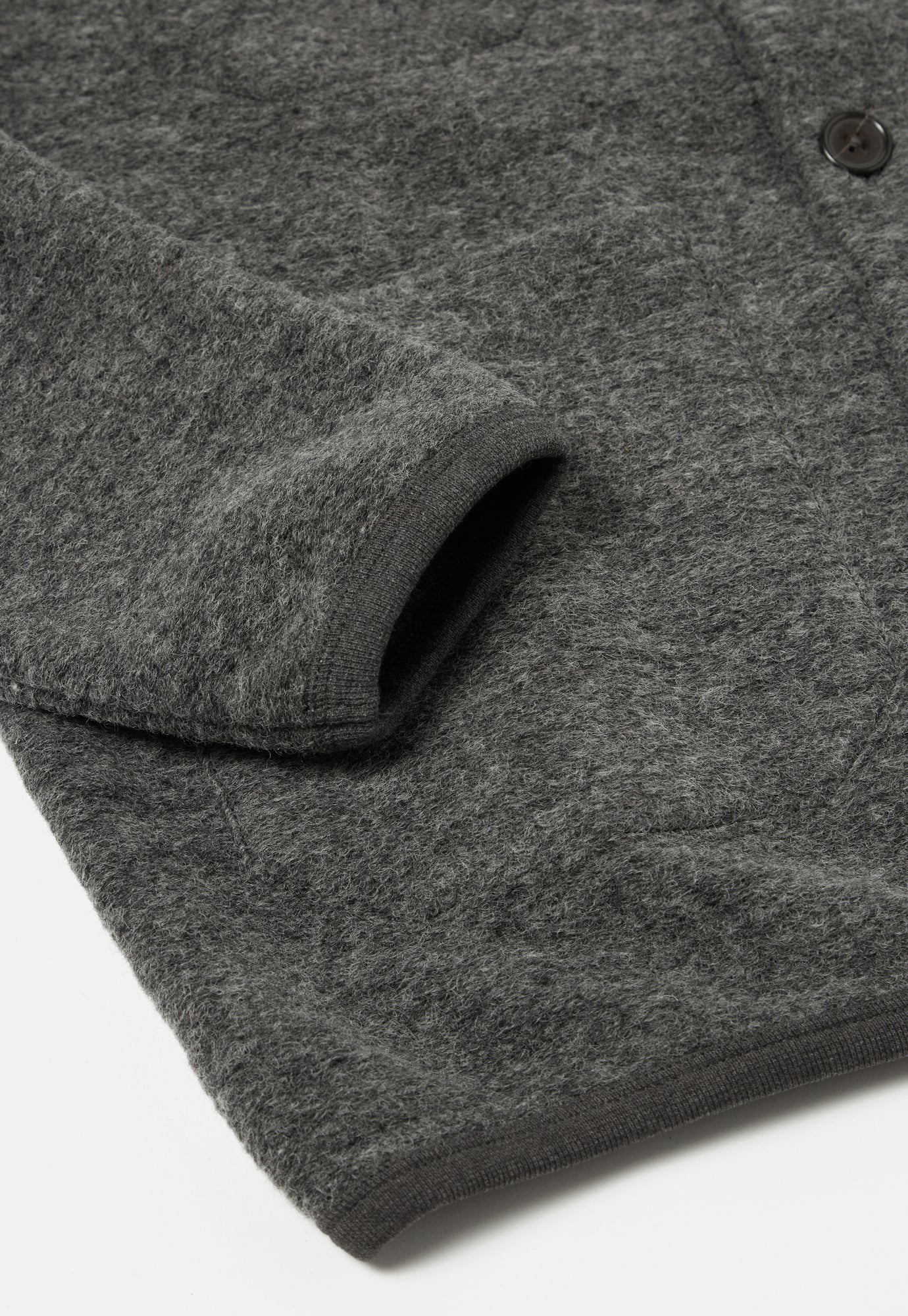 Universal Works Cardigan In Grey Marl Wool Fleece