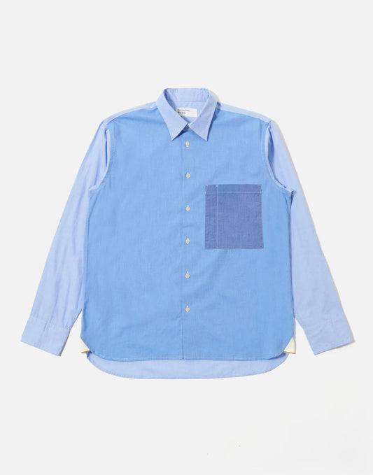 Universal Works Fil A Fil Mixed Square Pocket Shirt Sky/Blue