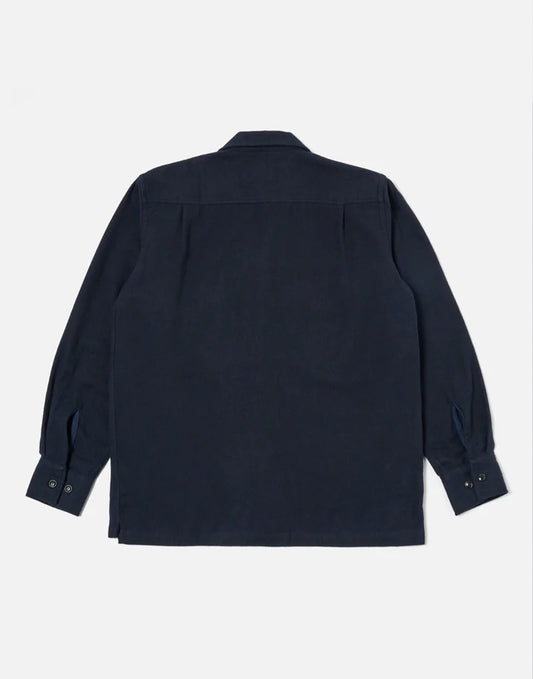 Universal Works L/S Utility Shirt in Navy Alaska Cotton