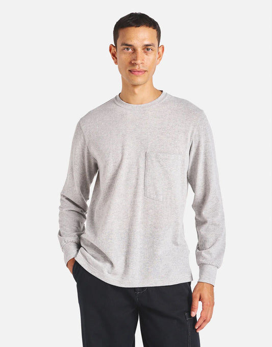 Universal Works Loose L/S Tee in Grey Marl Recycled Wool Mix