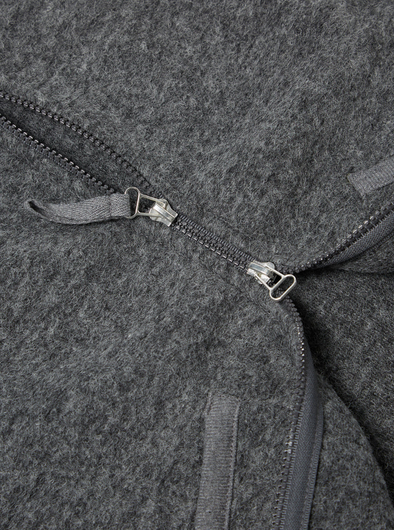 Universal Works Zip Waistcoat In Grey Marl Wool Fleece