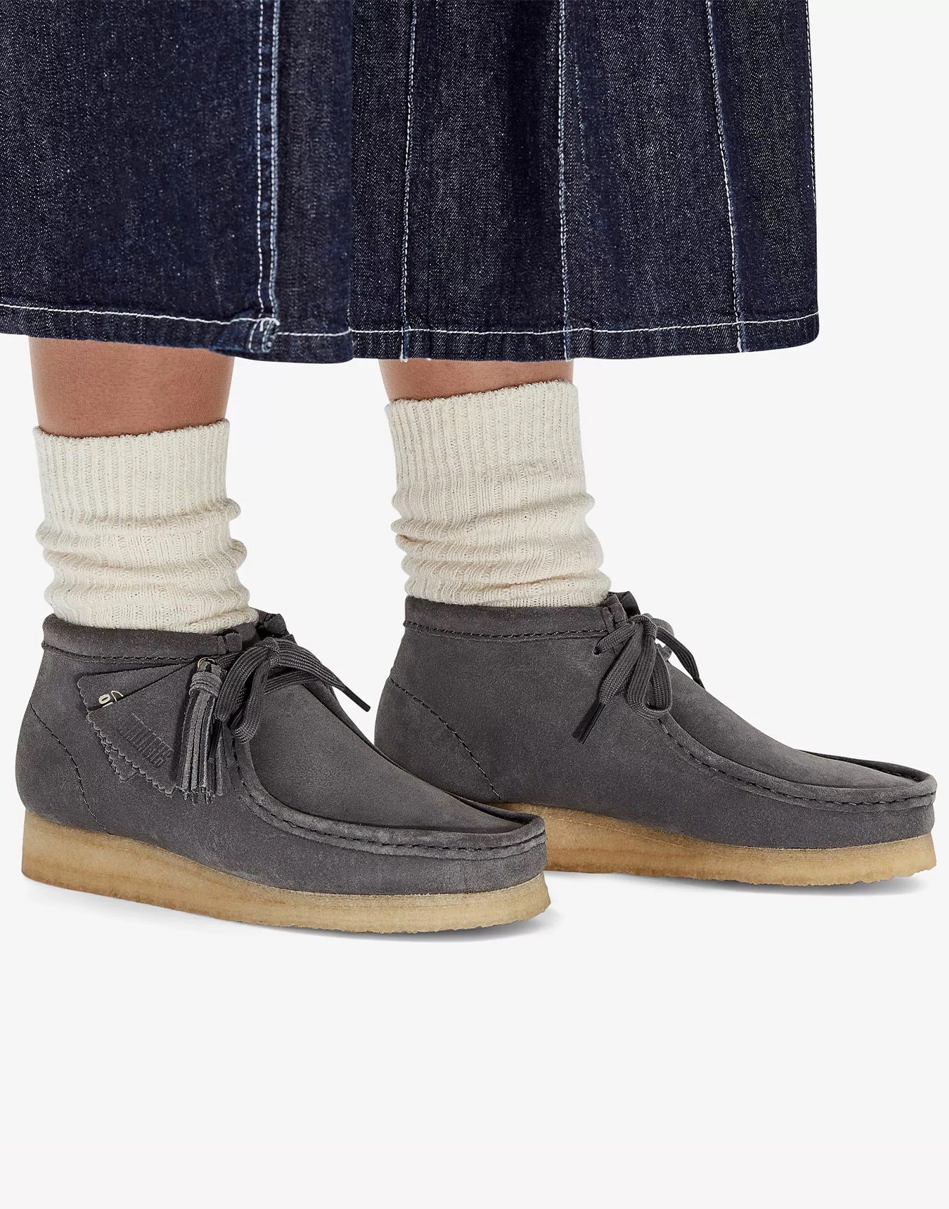 Clarks Wallabe Boot Grey/Blue Suede