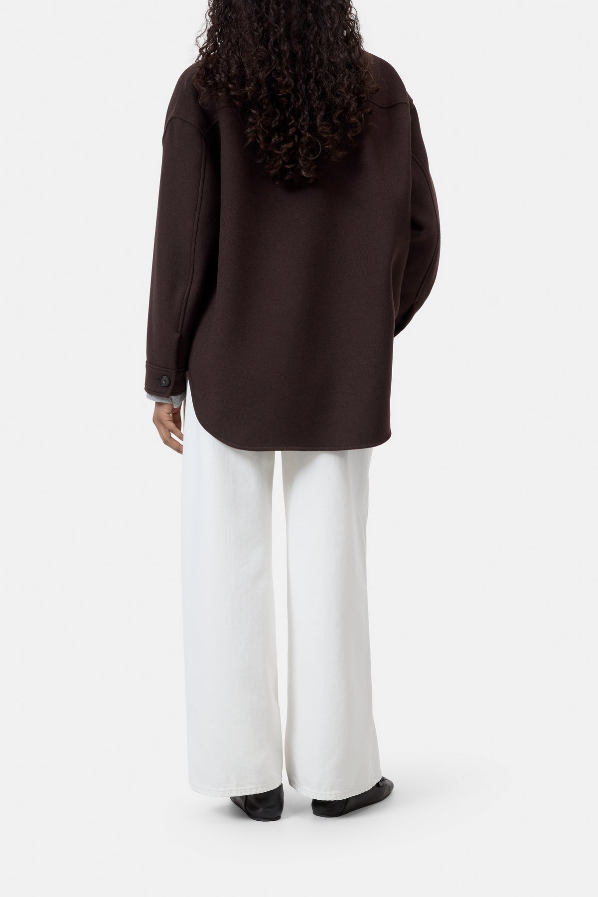 Closed Wool-Blend Shacket Mahagony Brown
