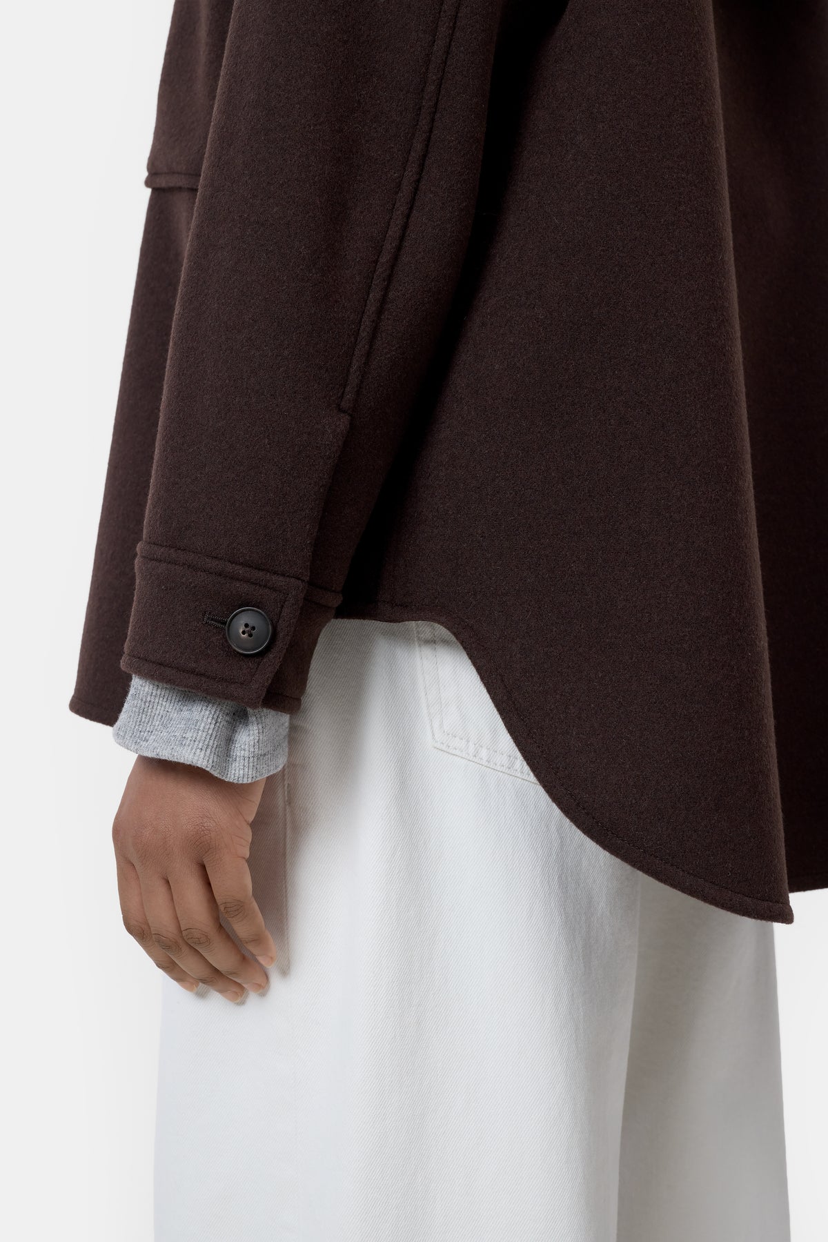 Closed Wool-Blend Shacket Mahagony Brown