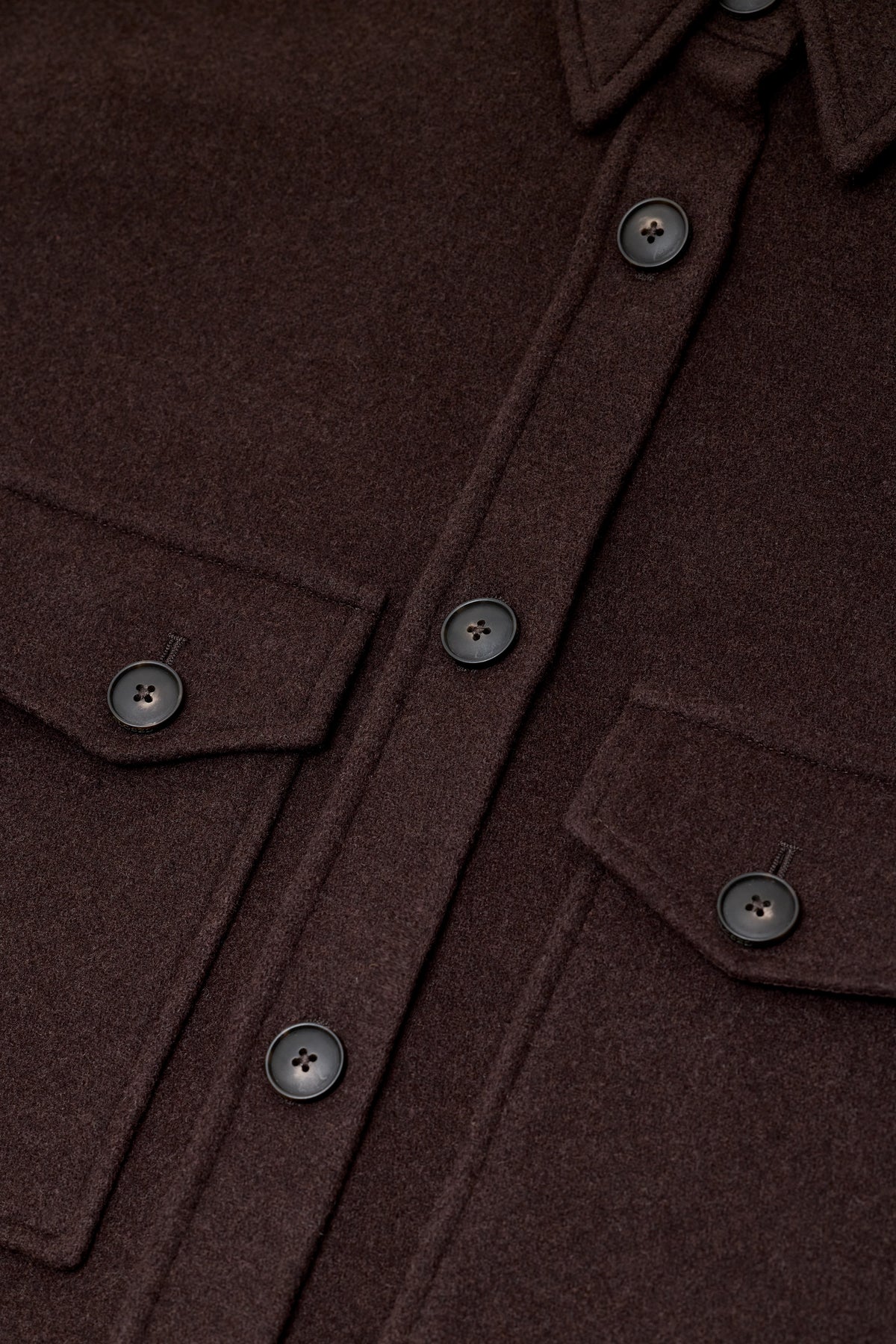 Closed Wool-Blend Shacket Mahagony Brown